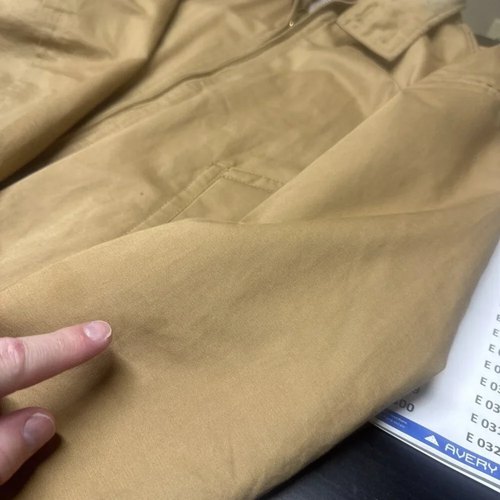 G Star Raw Fleet JKT Bomber Jacket Tan Cotton Linen Zip Front Mens M‎ Harrington